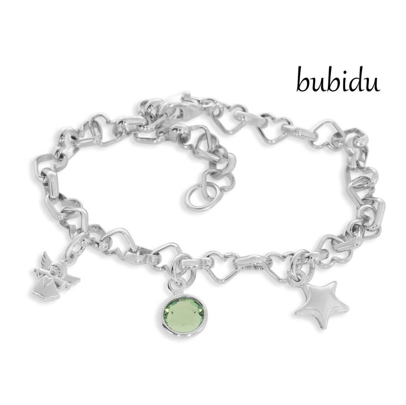 Armband Zur Taufe Herz 925 Silber Engel Schutzengel Geburtsstein Stern Anhänger Kinderschmuck Geschenk Mädchen von BubiduDE