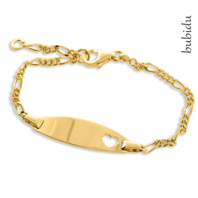 Babyarmkettchen Gravurarmband Vergoldet Namensarmband Personalisiert Herz Kinderschmuck Geschenk Zur Geburt Id Armband Baby Kinder Gold von BubiduDE