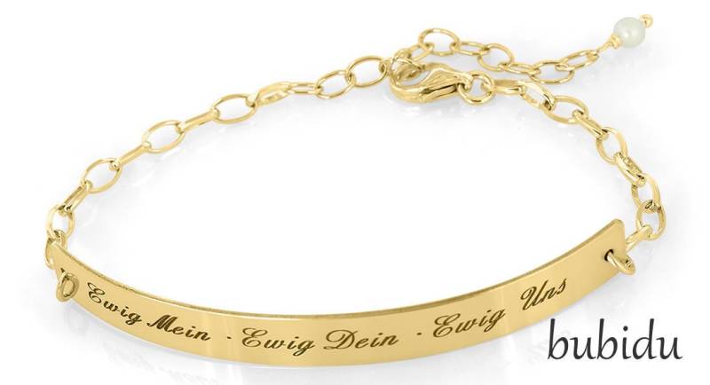 Damen Armband Gold Namensarmband Id Armband Gravur Personalisierter Damenschmuck Goldarmband Namen Geschenk Verlobung Schmuck Text Ewig Dein von BubiduDE
