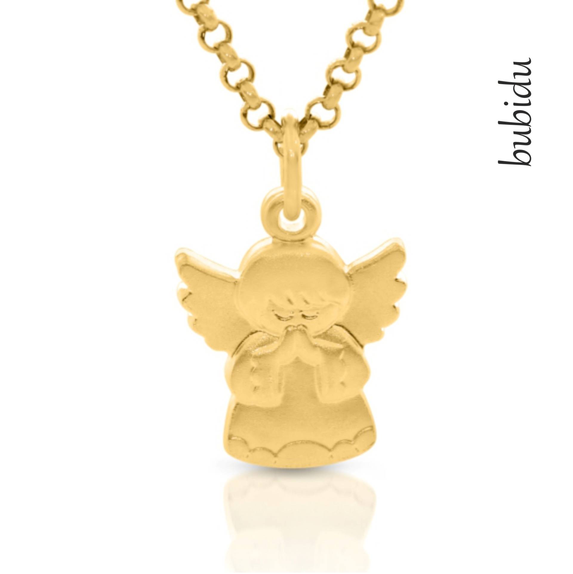 Engel Kette Gold Anhänger Taufkette Mit Gravur Name Datum Betender Schutzengel Kinderschmuck Vergoldeter Schmuck Geburt Personalisierbar von BubiduDE