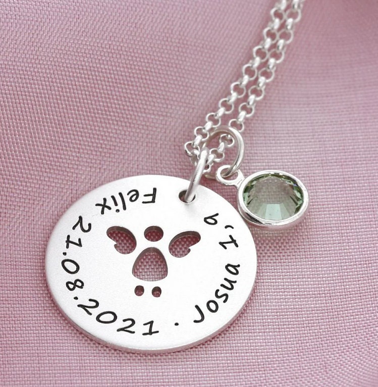 Engel Taufschmuck 17mm Taufkette Gravur Schmuck Taufe Mädchen Silberschmuck Namen Schutzengel Halskette Taufgeschenk Personalisiert Geburt von BubiduDE