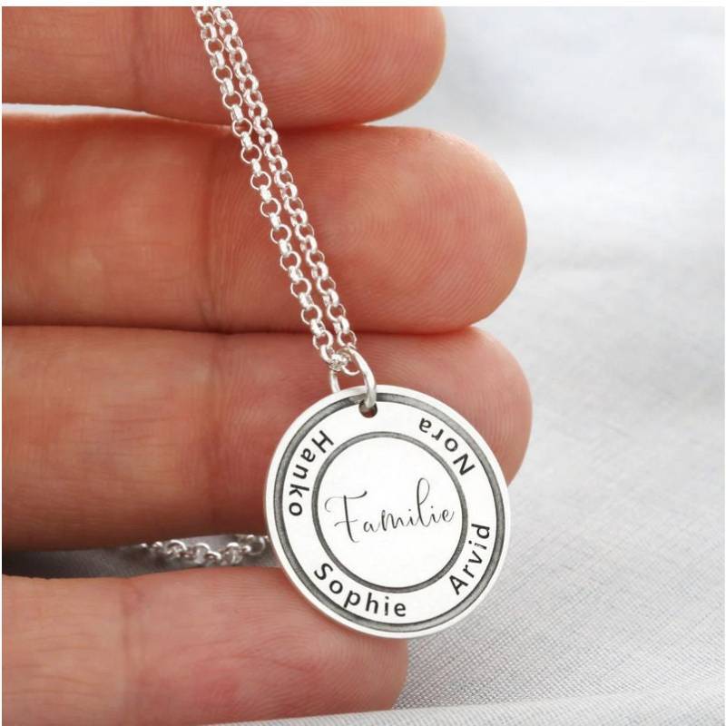 Familien Kette 925 Sterling Silber Namenskette Gravur Geschenk Geburt Geburtstag Kindernamen Wunschtext Schmuck Silber Personalisiert von BubiduDE