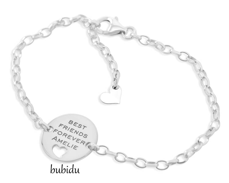 Freundschaftsarmband Mit Gravur Beste Freunde Schmuck 925 Silber Poliert Geschenk Freundin Silberschmuck Personalisiert Damenarmband von BubiduDE