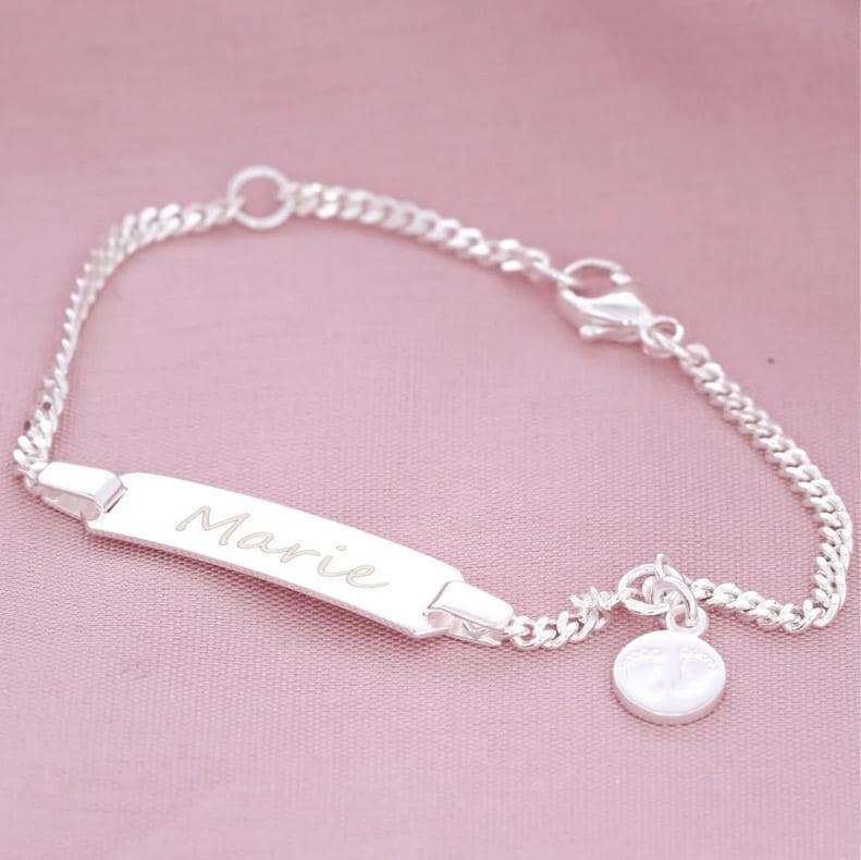 Kinderarmband Zur Geburt Taufarmband Babyfüße Id Armband Silber Geschenk Taufe Taufschmuck 925 Sterling Kinderschmuck Baby von BubiduDE