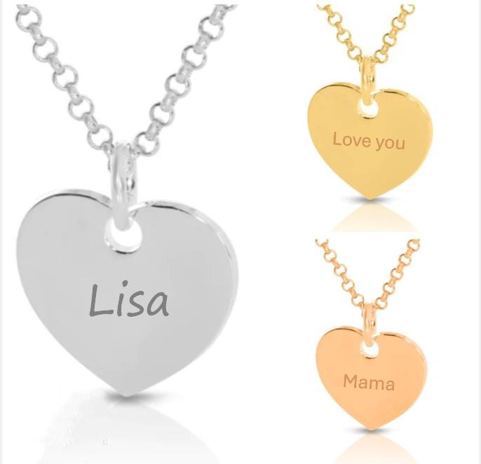 Herzanhänger Personalisiert Silber Gold Rosé Damen Halskette Anhänger Herz 925 Namenskette Geschenk Mama Kette Gravur Muttertag Geburtstag Herzanhänger Personalisiert Silber Gold Rosé Damen Halskette Anhänger Herz 925 Namenskette Geschenk Mama Kette Gravur Muttertag Geburtstag von BubiduDE