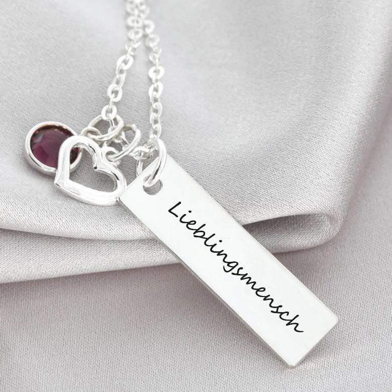 Kette Mit Namen Monatsstein Geschenk Mutter Silberkette Gravur Damen Collier 925 Silber Schmuck Herz Geschenkidee Abitur Mama Tochter von BubiduDE