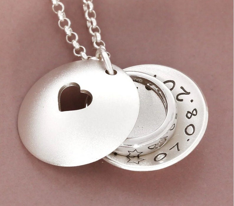 Kette Mit Taufring Medaillon Schmuck Taufe Silber Baby Taufkette 925 Sterling Stern Herz Silberschmuck Taufgeschenke Taufringe Ring von BubiduDE