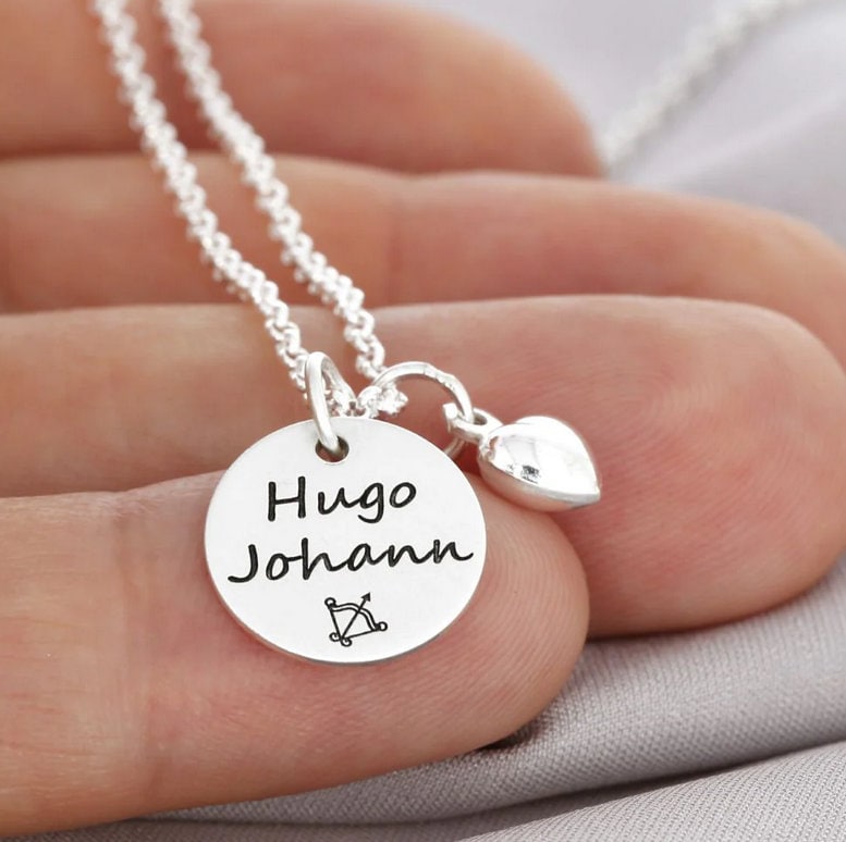 Kinderkette Herz Gravur Silber Schmuck Kind Silberkette Vergoldet Rosé Mit Namen Sternzeichen 925 Silberschmuck Zodiac Sign Symbole Jungen von BubiduDE