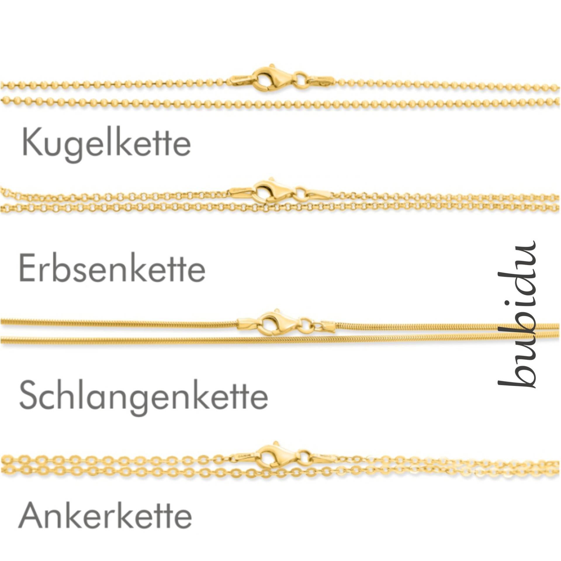 Kugelkette Ankerkette Erbsenkette Schlangenkette Vergoldet Silberketten 925 Silber Damen Kinder Ketten Gold Halsketten Ohne Anhänger von BubiduDE