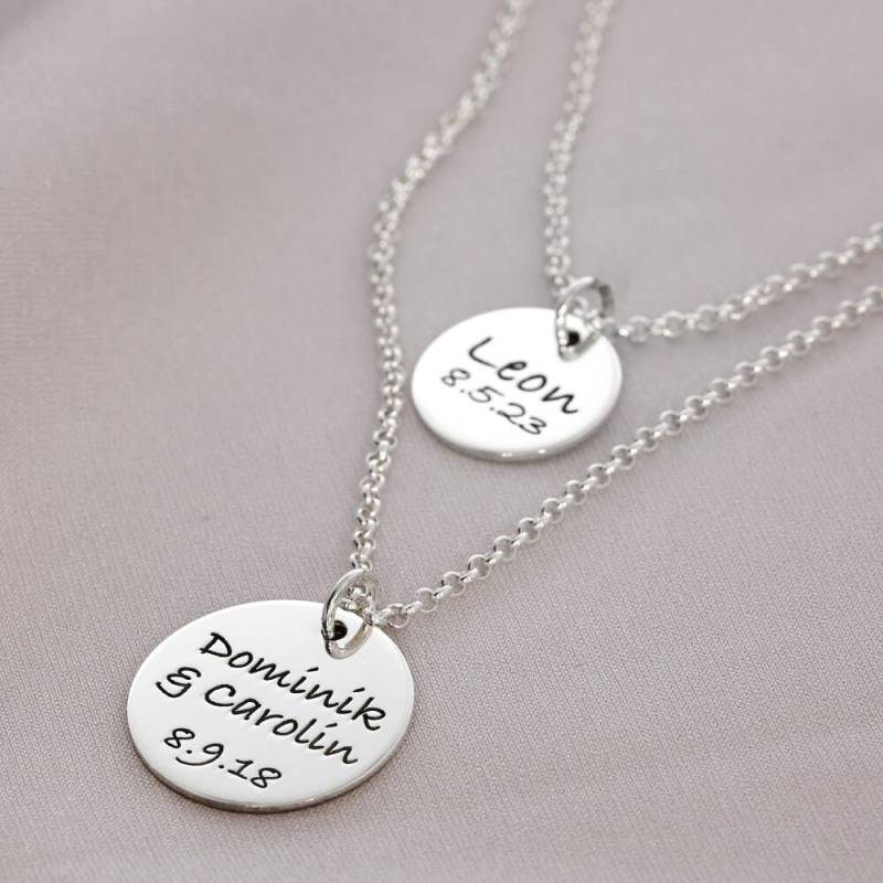 Layerkette Silber Gravur Geschenk Valentinstag Schmuck Anhänger Mit Initialen Muttertag Doppelkette Zweireihig Namen Kinder Familie von BubiduDE
