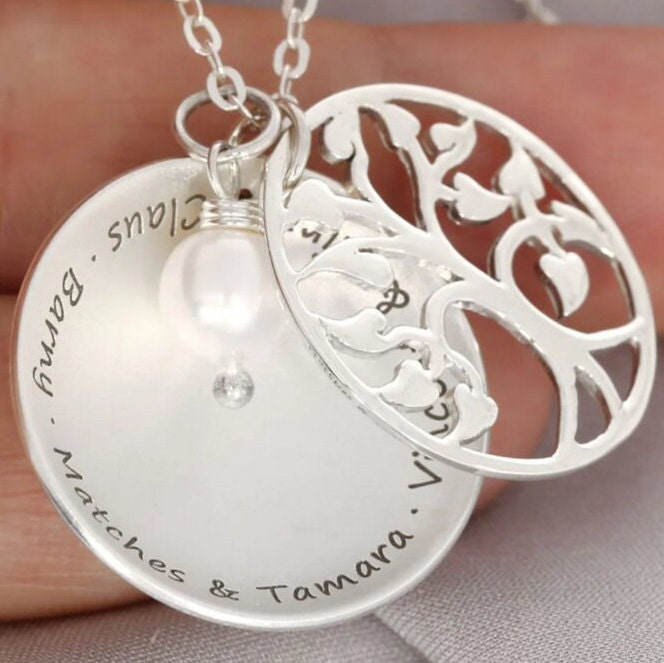 Lebensbaum 925 Silber Kette Mit Wunschnamen Tree Of Life Schmuck Silberschmuck Damen Geschenk Frau Mutter Oma Silberkette Namenskette von BubiduDE