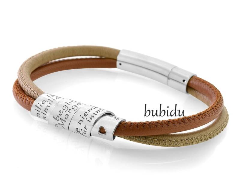 Leder Armband Gravur Wickelarmband Beige Braun Personalisiert Familienschmuck Erinnerung Geschenk Mutter Muttertag Geburtstag Leder Armband Gravur Wickelarmband Beige Braun Personalisiert Familienschmuck Erinnerung Geschenk Mutter Muttertag Geburtstag von BubiduDE