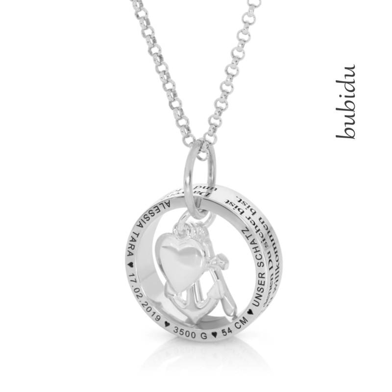 Halskette Ring Herz, Kreuz, Anker, Kette, Gravur 925 Silber Glaube, Liebe, Hoffnung, Familienkette Spruch/Geschenk Mutter Silberring von BubiduDE