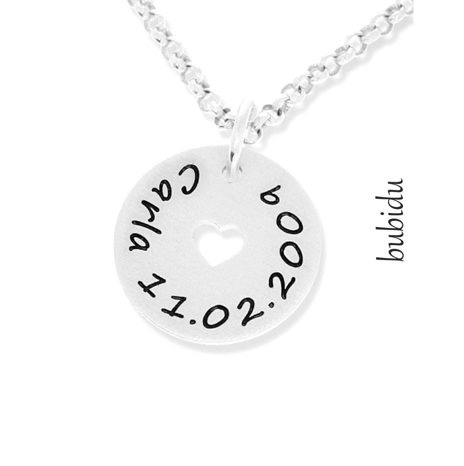 Namenskette 925 Silber Halskette Mit Gravur Herz Kette Geschenk Zur Taufe Kommunion Geburtstag Kinderkette Damenschmuck Silberkette Namen von BubiduDE