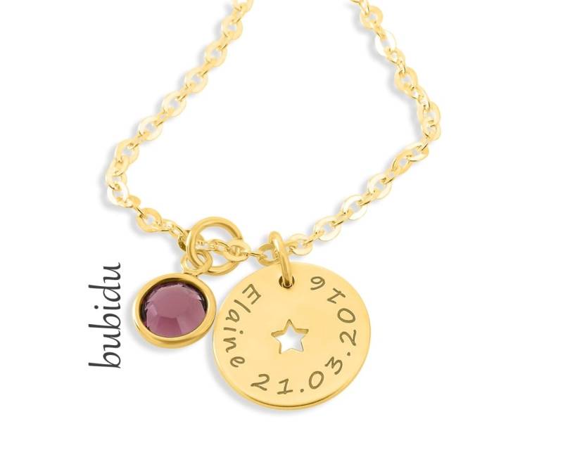 Namenskette Gold Kette Mit Namen Geburt Schmuck Mädchen Halskette 925 Silber Vergoldet Geschenk Kommunion Konfirmation Goldkette Name von BubiduDE