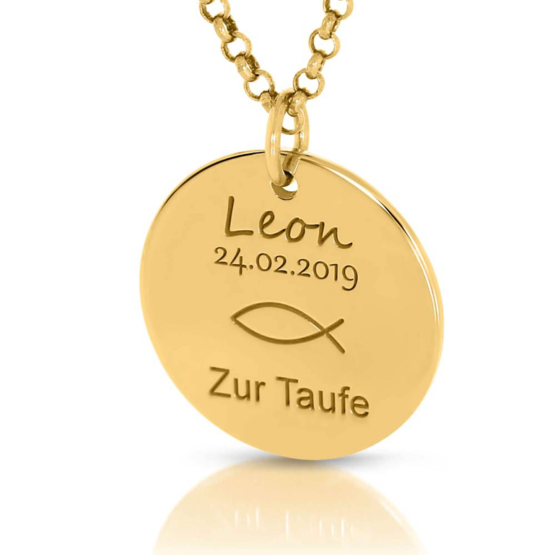 Namenskette Gold Taufkette Gravur Geschenk Kommunion Taufschmuck 925 Silber Schmuck Vergoldet Taufe Kinderschmuck Kette Junge Mädchen Matt von BubiduDE