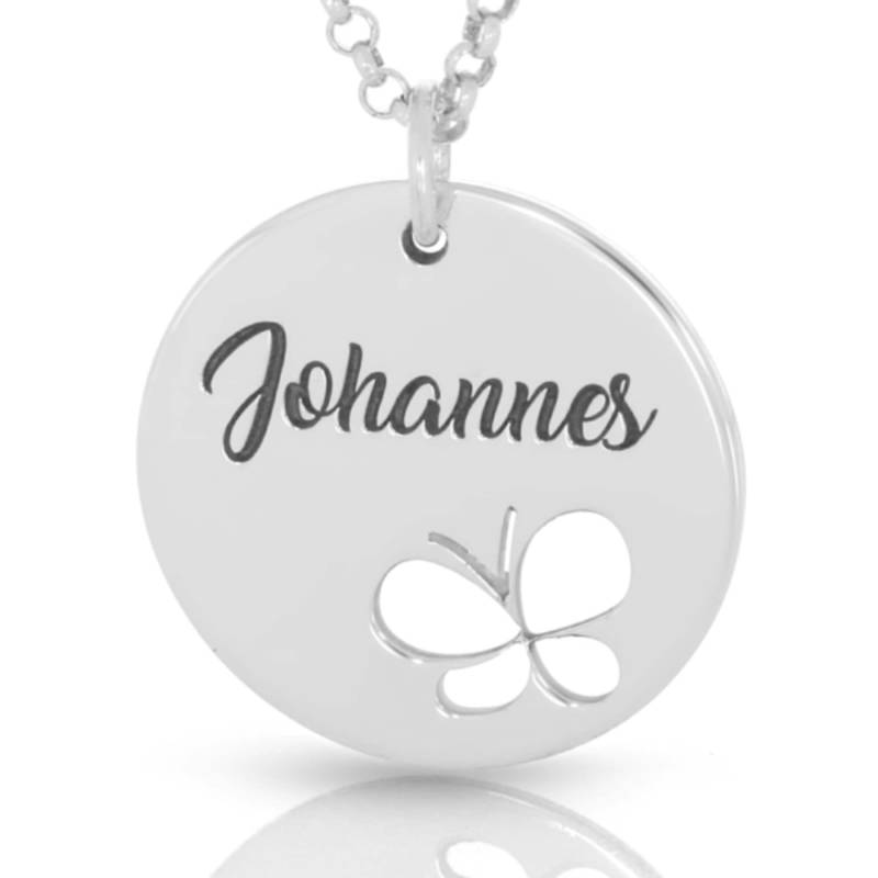 Einschulung Schmuck Taufe Kommunion Halskette - Namenskette Mädchen Kinder Kette Gravur Schmetterling 925 Sterling Silber Geschenk von BubiduDE