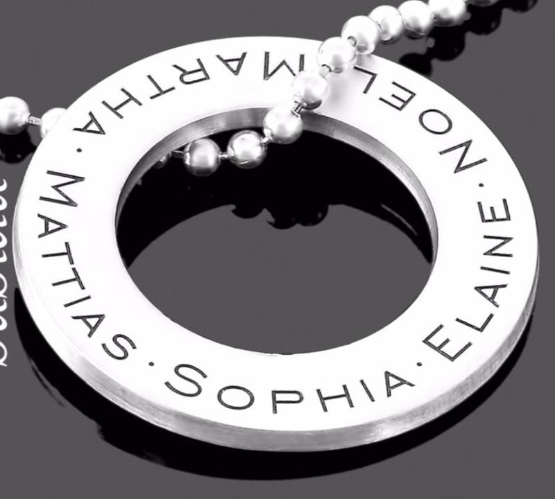 Namenskette 925 Silber Kette Gravur Ring Mit Namen Geschenk Ehefrau Frau Freundin Tochter Muttertag Geburt Kinder Familienkette Halskette von BubiduDE