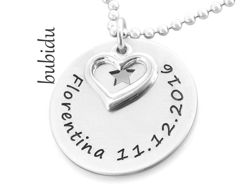 Namenskette 925 Silber Damenschmuck Mit Gravur Schmuck Geburt Kette Mama Silberkette Silberschmuck Herz Mutter Geschenk | Bubidu von BubiduDE