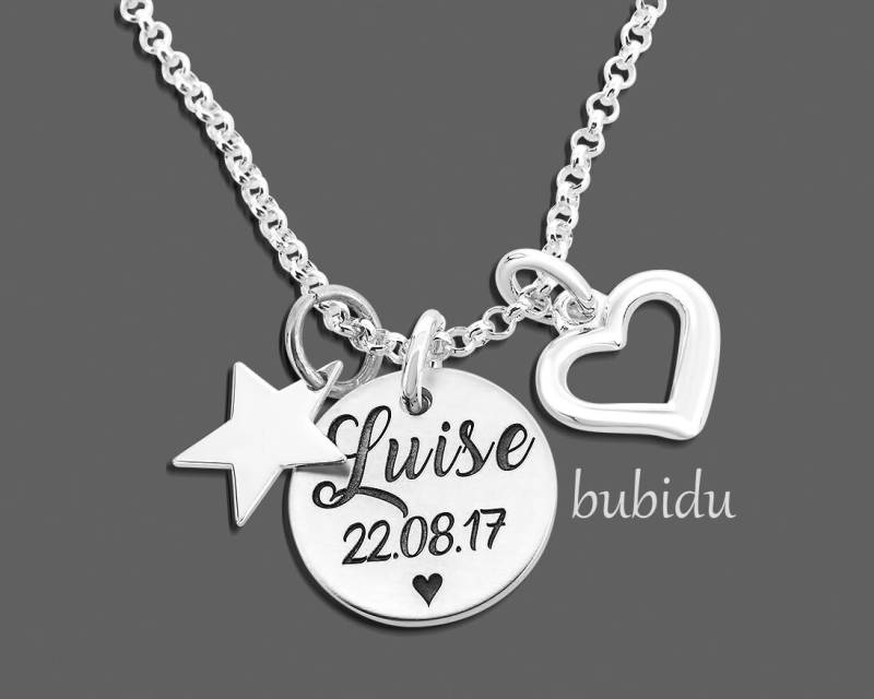 Namenskette Silber Silberschmuck Gravur Mama Kette Baby Silberkette Damen Geburt Geschenk Zarte Halskette Damenschmuck Mutter Schmuck von BubiduDE