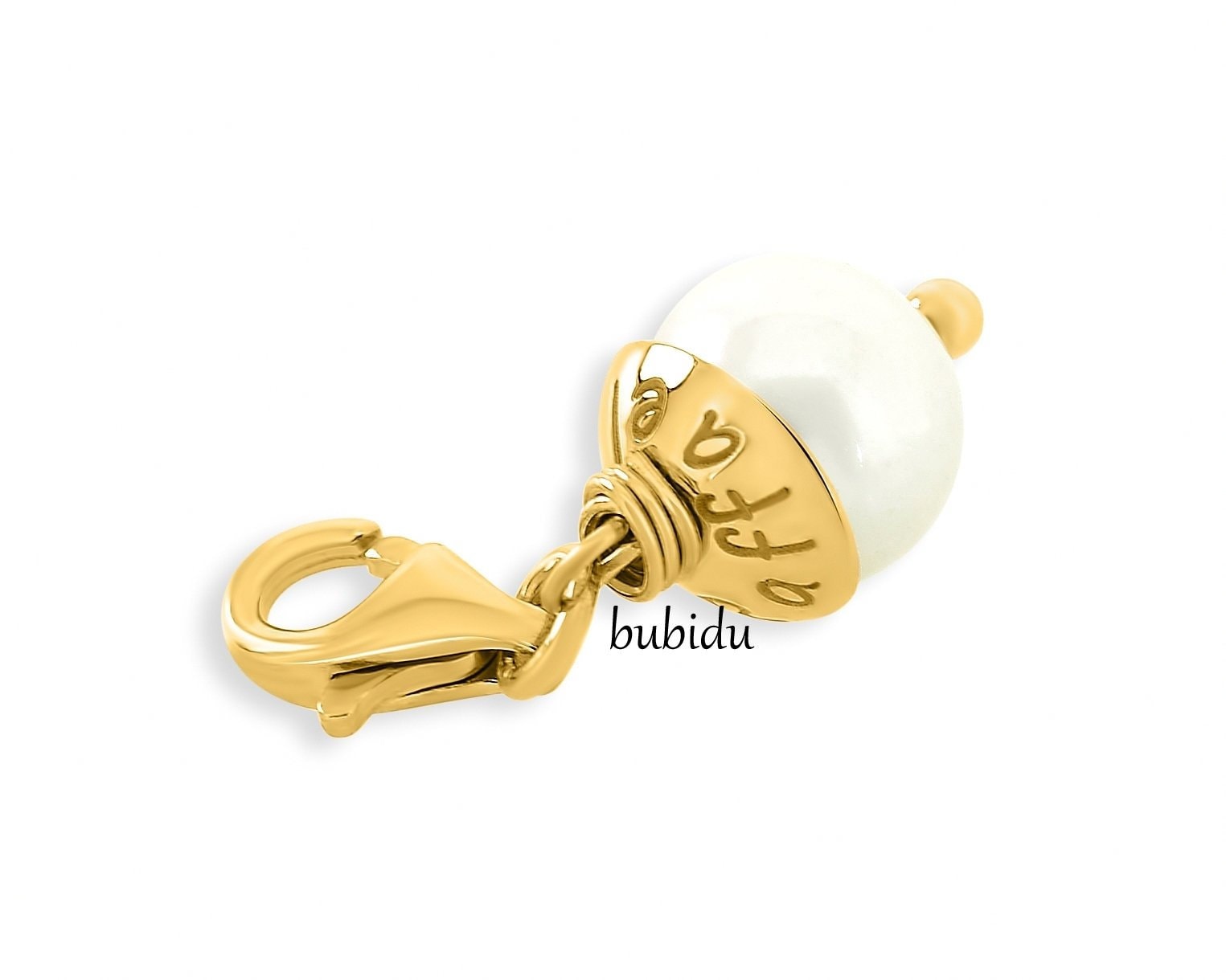 Namensperle Gold Charm Namen 925 Silber Vergoldet Perle Matt Mit Gravur Geschenk Zur Taufe Geschenkidee Anhänger Wunschgravur Schmuck von BubiduDE