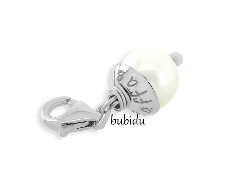 Perlen Charm Namensperle Matt Oder Glänzend 925 Silber Anhänger Mit Gravur Geschenk Geburt Taufe Glücksbringer Schmuck Silbercharm Damen von BubiduDE