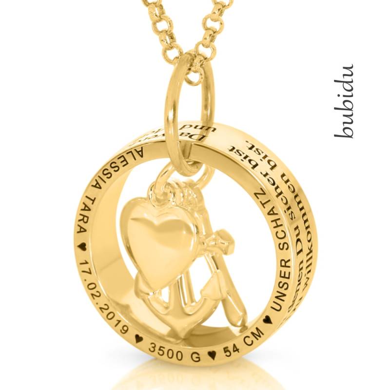 Ring Vergoldet Gravur Glaube Liebe Hoffnung 925 Silber Herz Kreuz Anker Kette Patenkind Familienkette Geschenk Mutter von BubiduDE