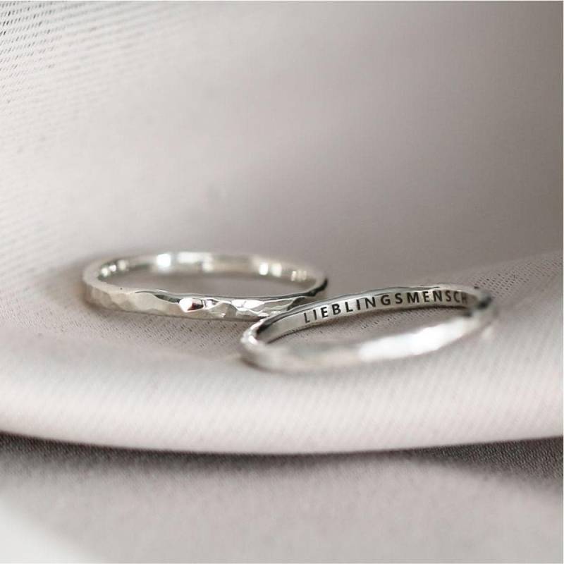 Schmaler Fingerring Aus 925 Silber Handgefertigt Mit Gravur Personalisierter Ring Für Damen Layer Ringe Engraving Personalized von BubiduDE