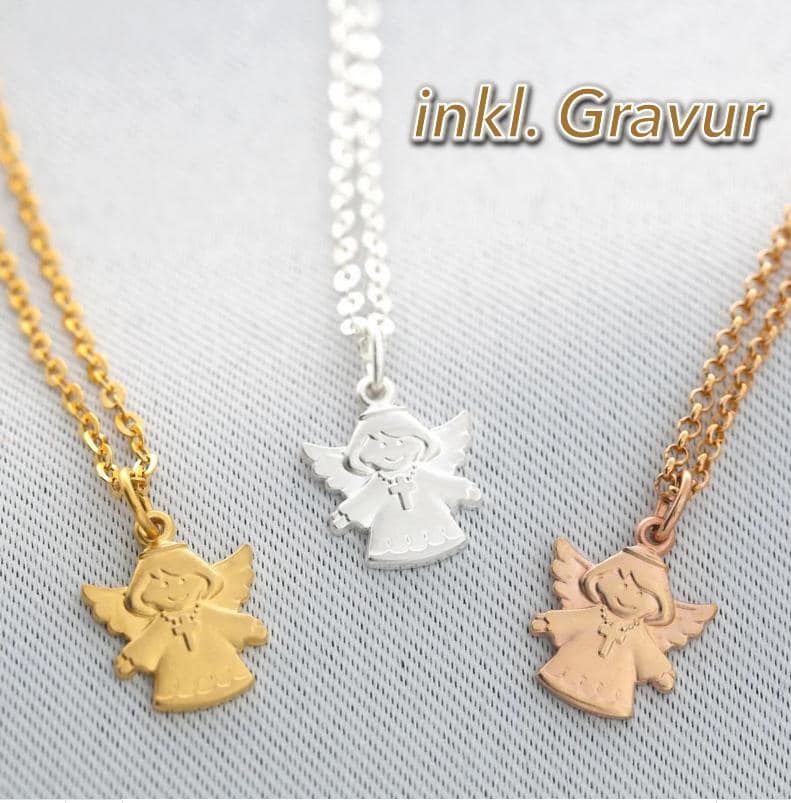 Schutzengel Kette Einschulung Geschenk Mädchen Junge Taufschmuck 925 Sterling Silber Taufkette Mit Namen Silber Gravur Schmuck Engel Betend von BubiduDE