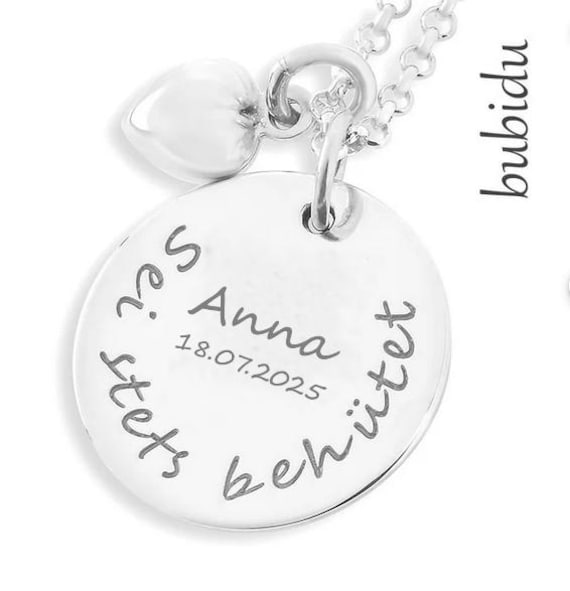 Schutzengel Kette Namenskette Engel Taufkette Silber Herz Schmuck Taufe Engelchen Silberschmuck Mädchen Junge Geschenk Patentante 925 von BubiduDE