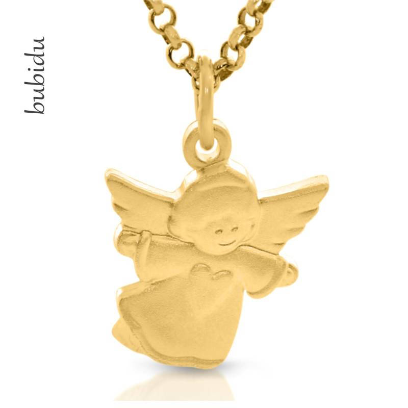 Schutzengel Silber Vergoldet Kette Taufe Gravur Gold Taufkette Kinder Taufschmuck 925 Sterling Namen Engel Fliegend Herz Geschenk Angel von BubiduDE
