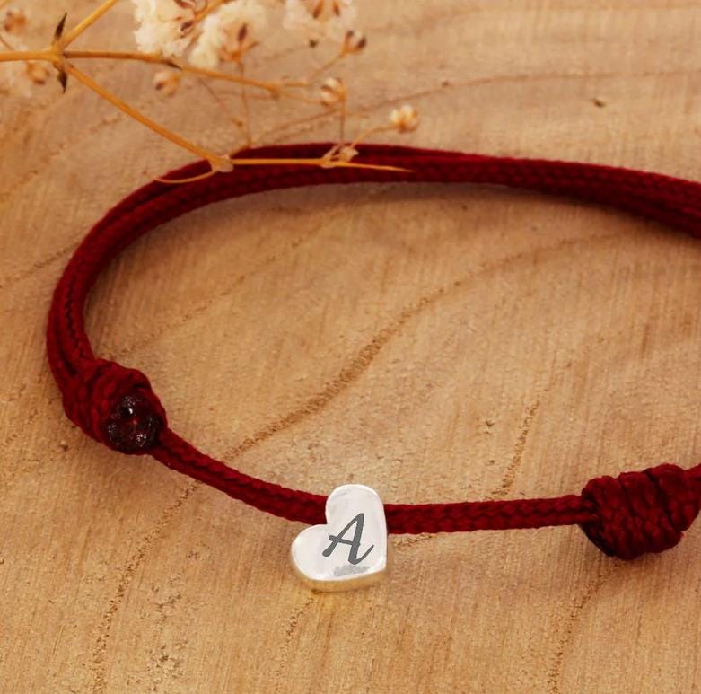Segelseil 3mm Mit Herzanhänger, Filigranes Armband, Buchstabe Initialien Schmuck, Ziehknoten Armband Verstellbar Kinder Erwachsene, Freundschaft von BubiduDE
