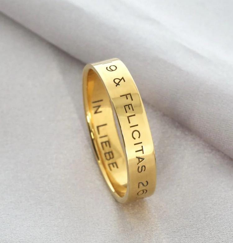 Fingerring 925 Silber Gold Gravur Verlobungsringe Ring Namen Ringe Gelbgold Partnerringe Goldringe Verlobung Namensring Mann Frau von BubiduDE
