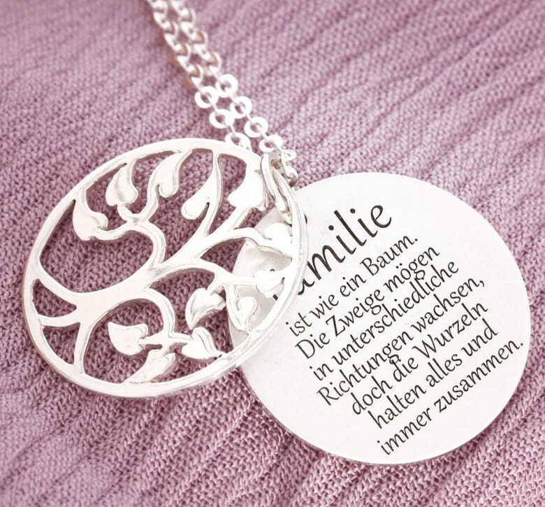 Silberschmuck Mit Gravur Namenskette Damen Familienkette Lebensbaum Personalisierbar Geschenk Mutter Schmuck Halskette 925 Silber Spruch von BubiduDE