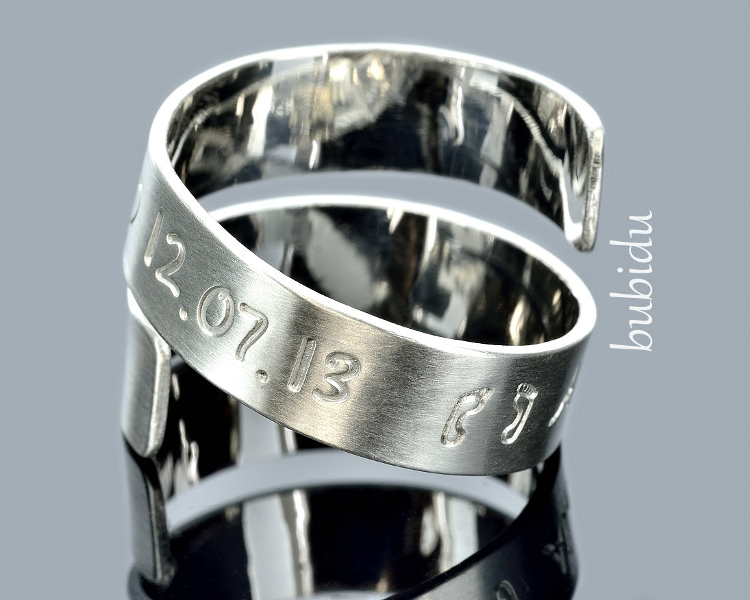 Spiralring Mit Gravur Silberring Text Wickelring Freundschaftsring Namen Silberschmuck Ringe Unikat Ehering 925 Silber Fingerring Mann Frau von BubiduDE