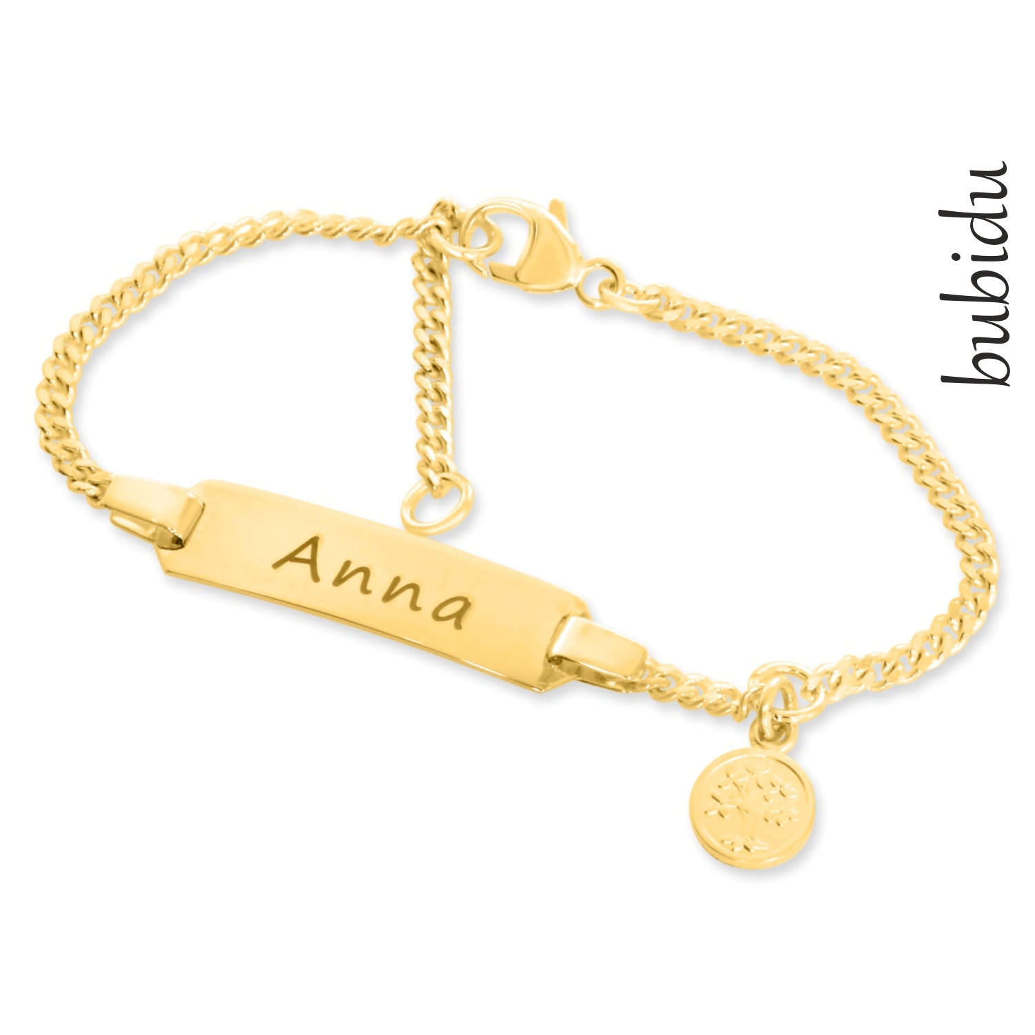 Taufarmband Gravur Gold Junge Mädchen Namen Taufgeschenk Lebensbaum Namensarmband Armkettchen Personalisiert Schmuck Geburt Taufband Baby von BubiduDE