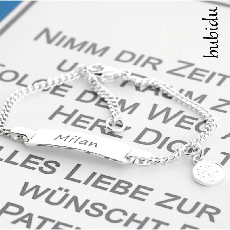 Taufarmband Junge Gravur Silberschmuck Taufe Geschenkbox Namensschmuck Besonderes Taufgeschenk Armband Jungs Geschenk Geburt Spruch Schmuck von BubiduDE