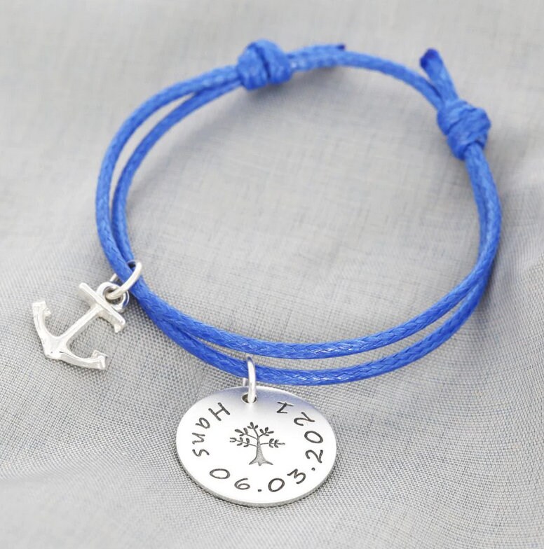 Taufarmband Junge Mädchen, Taufschmuck Anker, Jungen Oder Mädchen Armband Taufe Gravur Geschenk Heilige Patengeschenk Anhänger 17mm von BubiduDE