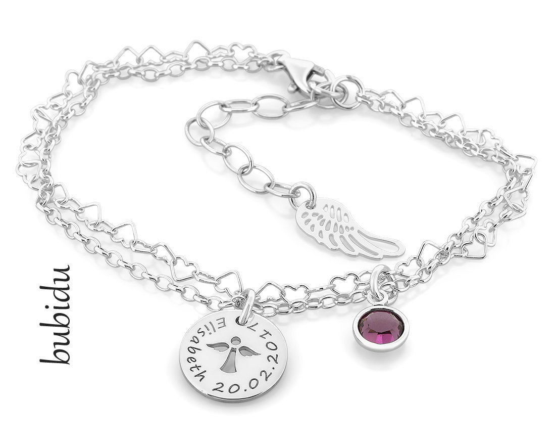 Taufarmband Silber Gravur - Taufschmuck Mädchen Armband Kommunion Silberarmband Baby Herzarmband 925 Zur Taufe von BubiduDE