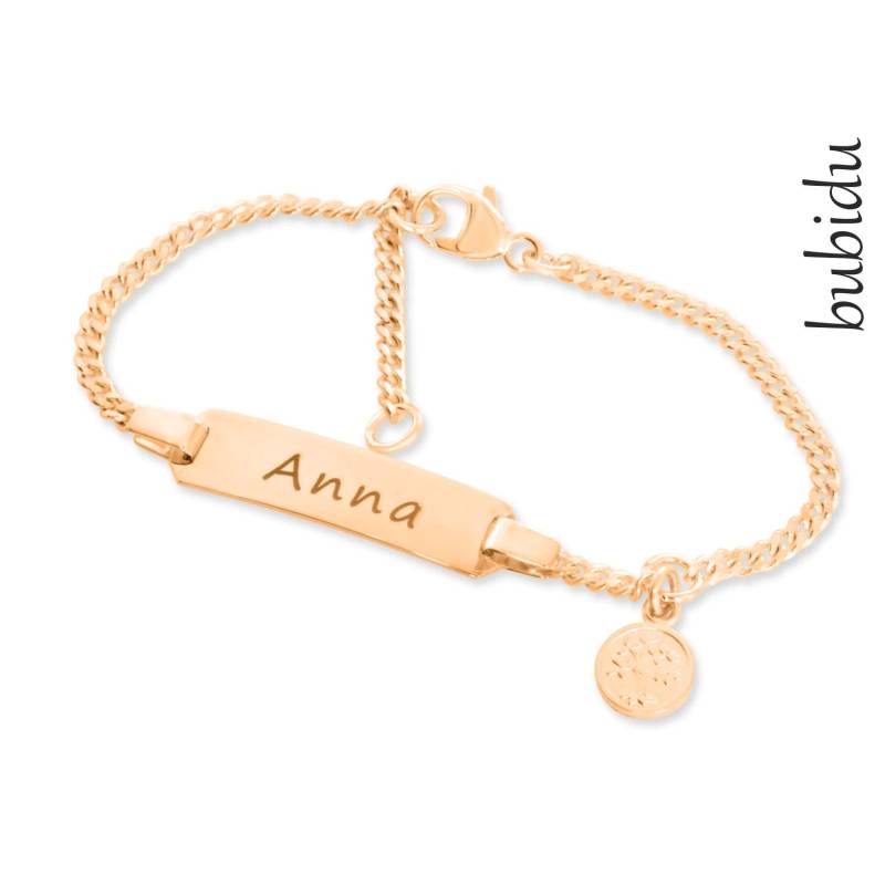 Taufe Armband Gravur Lebensbaum Taufarmband Mädchen Baby Geschenk Zur Kommunion Konfirmation Armkettchen Rosé Gold Taufschmuck Kind von BubiduDE