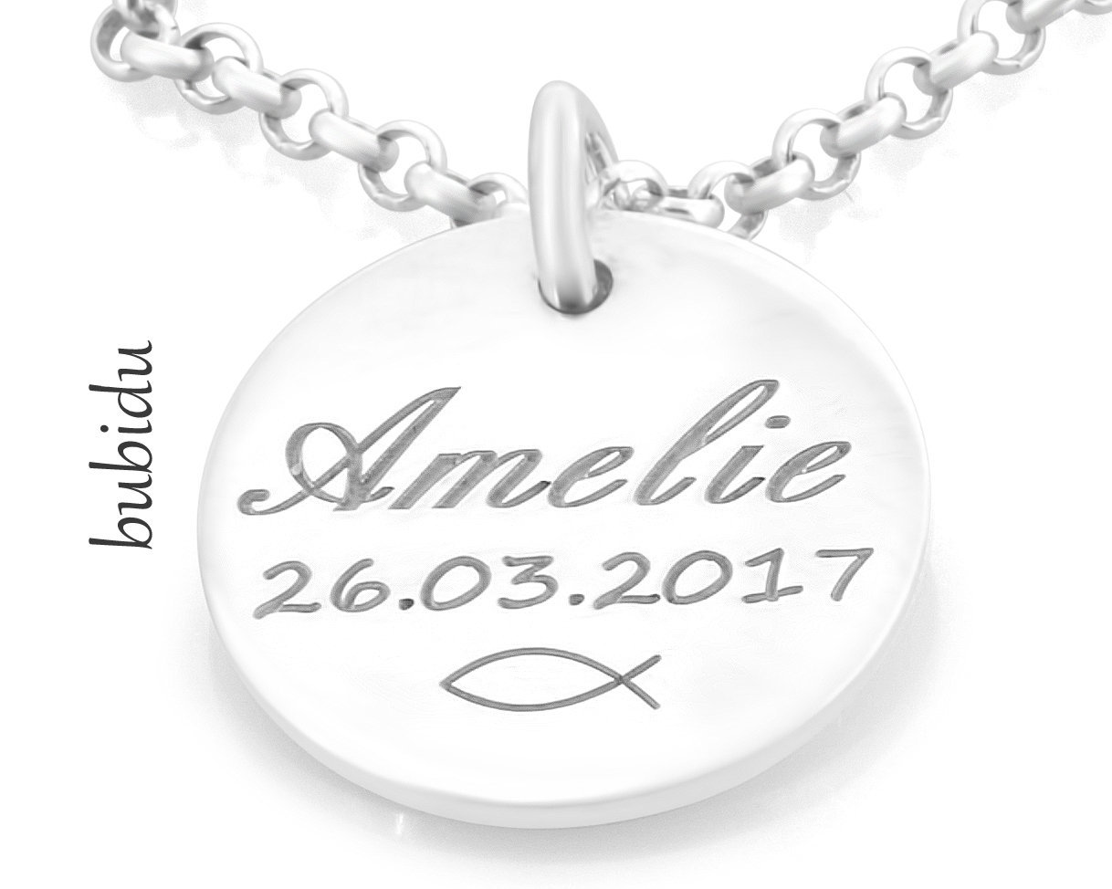 Taufkette Gravur, Taufschmuck Mit Namen, Babyschmuck Taufe Schmuck Mädchen, Silberschmuck Taufe, Namenskette Baby, Taufgeschenk | Bubidu von BubiduDE