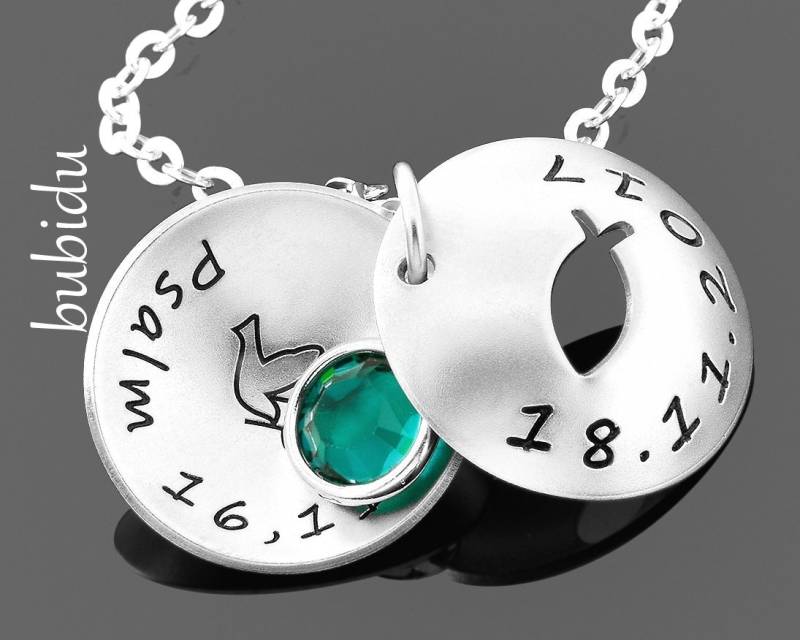 Taufkette Gravur Medaillon Taufe Silberschmuck Ichtys Silberkette 925 Anhänger Name Datum Andenken Geschenk Von Paten Eltern Monatsstein von BubiduDE
