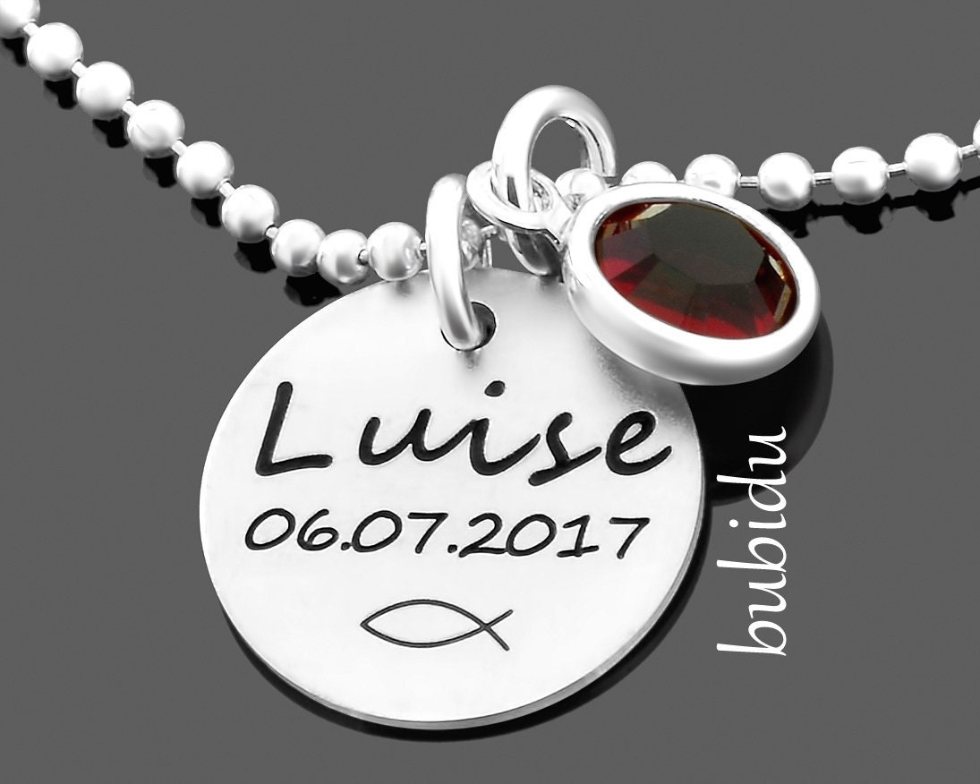 Taufkette Gravur Namenskette Taufe 925 Silber Taufschmuck Taufgeschenk Mädchen Geburtsstein Kette Baby Halskette Taufketterl Namen | Bubidu von BubiduDE