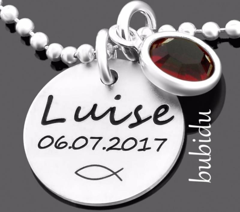 Taufkette Gravur Namenskette Taufe 925 Silber Taufschmuck Taufgeschenk Mädchen Geburtsstein Kette Baby Halskette Taufketterl Namen | Bubidu von BubiduDE