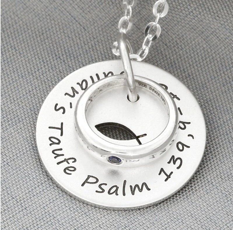 Taufkette Gravur Namenskette Taufschmuck 925 Sterling Silber Taufgeschenk Junge Mädchen Taufring Anhänger Ichthys Tauffisch Symbol Bubidu von BubiduDE