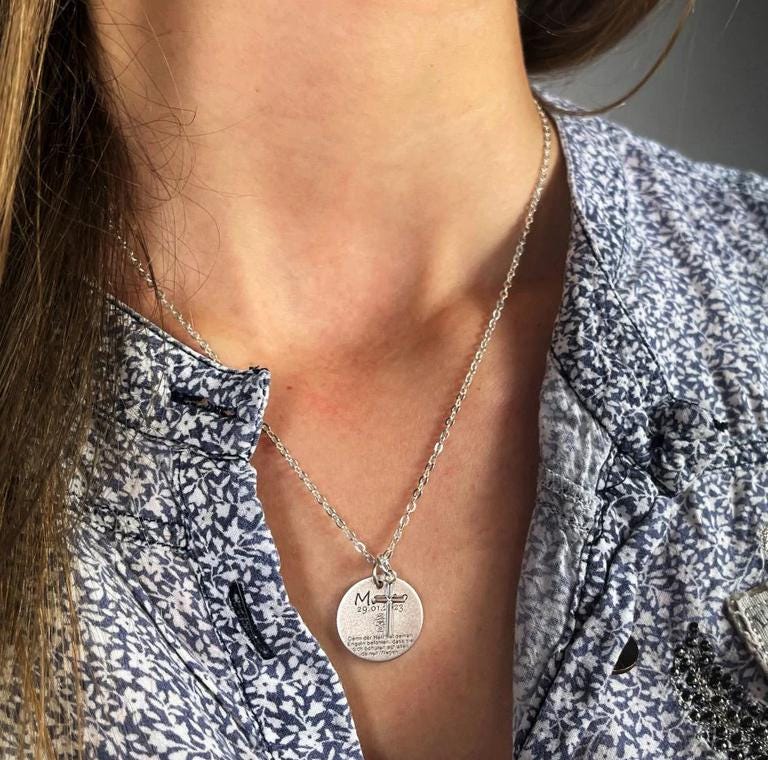 Taufkette 17mm Junge Mädchen, Taufschmuck Gravur Namenskette Kommunion Taufe Konfirmation Segnung Kinderschmuck Geschenk Andenken Erinnerung von BubiduDE