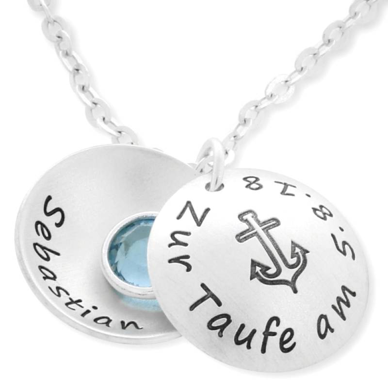 Taufkette Mit Gravur Medaillon Taufschmuck 925 Sterling Silber Namenskette Anker Kette Taufe Schmuck Junge Mädchen Kommunion Halskette Name von BubiduDE
