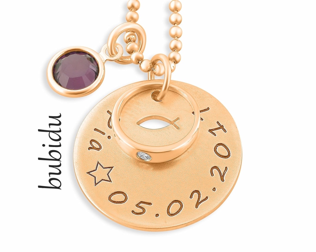 Taufkette Mit Taufring, Taufschmuck Rosegold, Baby, Geschenk Für Patenkind von BubiduDE