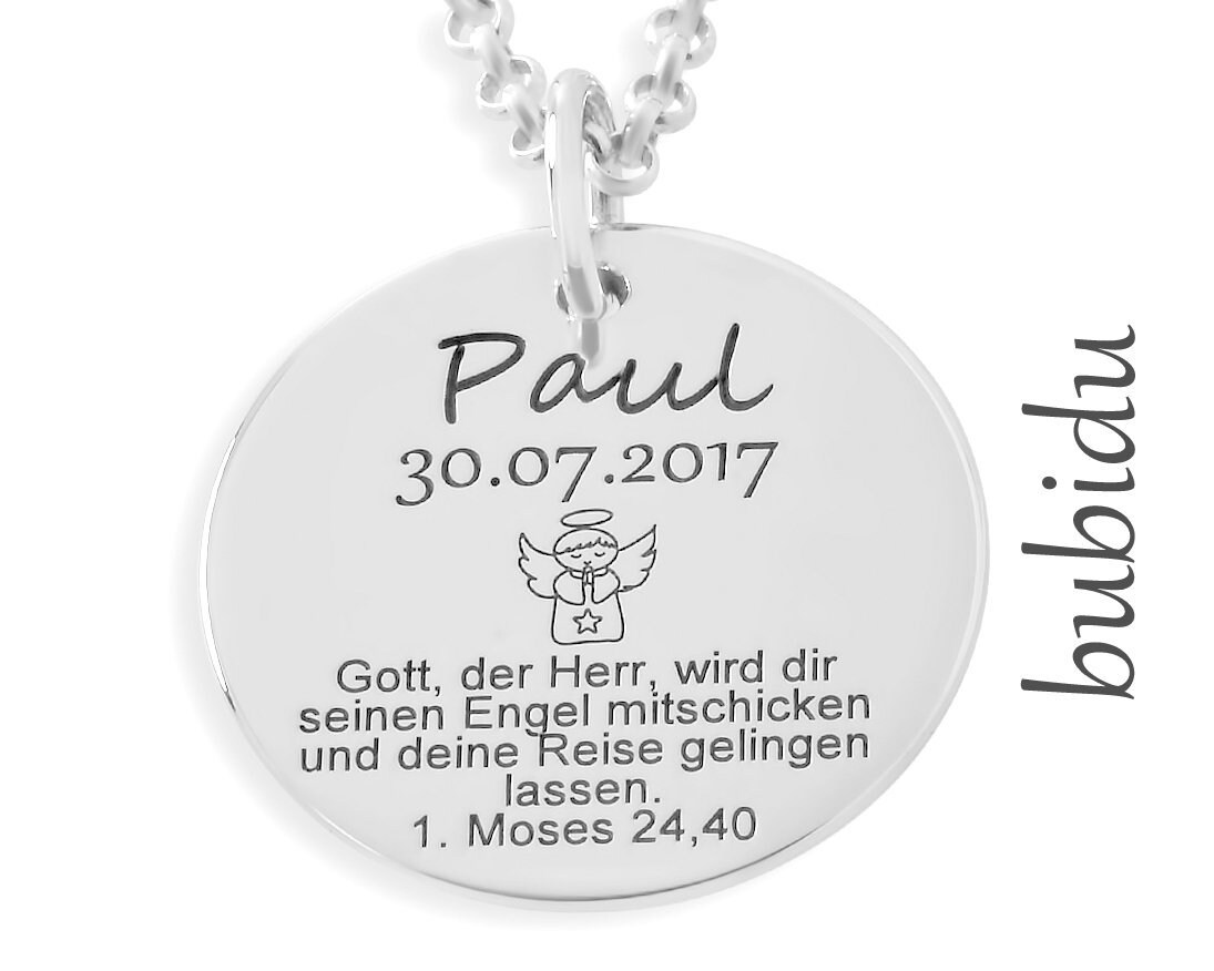 Taufkette Psalm 925 Sterling Silber Taufschmuck Junge Namenskette Taufe Jungen Silberkette Baby Geburt Geschenk Schmuck Patenkind Spruch von BubiduDE