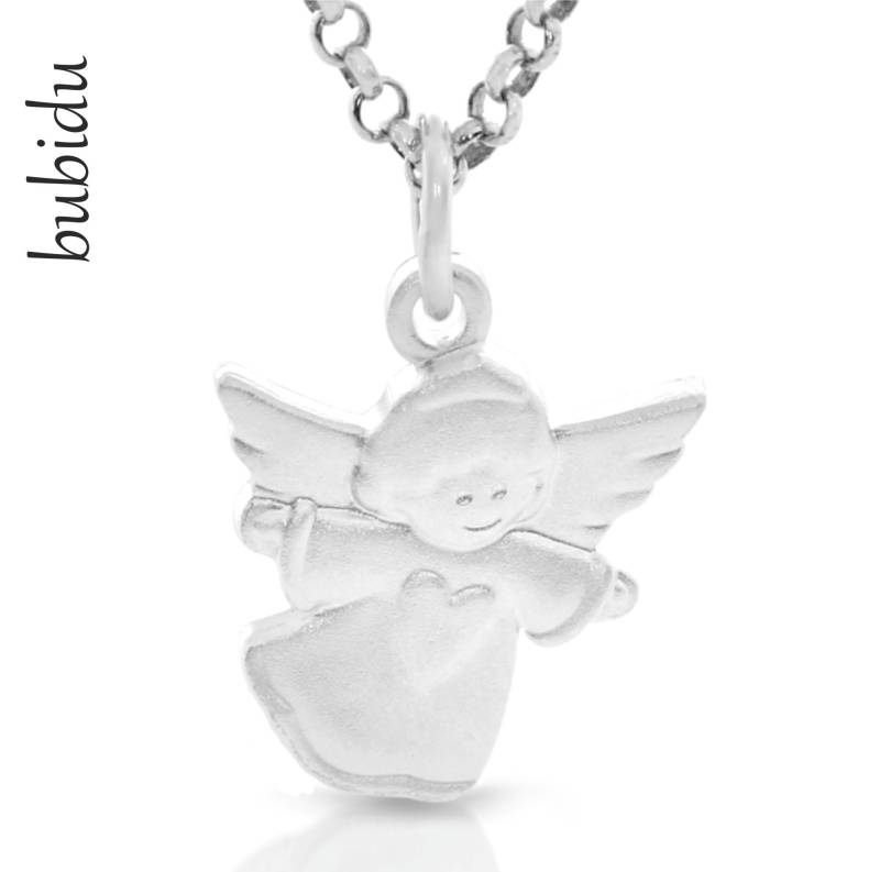 Schutzengel Anhänger 15mm Taufkette Gravur Kinder Taufschmuck 925 Sterling Silber Namen Schmuck Engel Fliegend Geschenk Mädchen Junge von BubiduDE